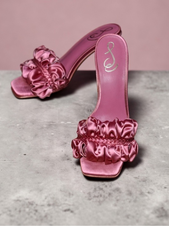 Sam Edelman Shoes - Sam Edelman Kady Heeled Mule Sandals - Carmine Rose Satin, Size 6 ✨
